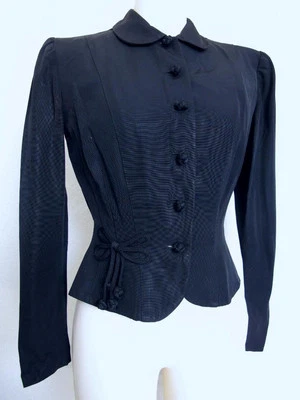 Chaqueta ajustada vintage años 50 trenzada detalle de lazo XS cintura nipped internacional junior Foto 1 de 4