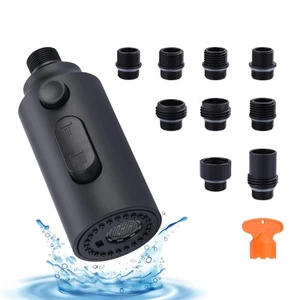 Pull Down Faucet Sprayer Head Replacement, Black 3 Function Pull Out Spray He... - Picture 1 of 7