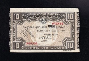 F.C. 10 PESETAS BILBAO 1937 , EBC , BANCO DE VIZCAYA . - Bild 1 von 2