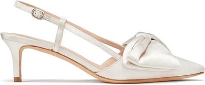 Kate Spade Womens Bridal Bow Pump Sandal 10.5B EU 41 Ivory Satin Heels Slingback - Image 1 of 4