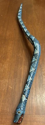 Oaxacan Wood Carving Snake Serpent Oaxaca Mexican Folk Art Handpainted 33” Xl - Image 1 of 4