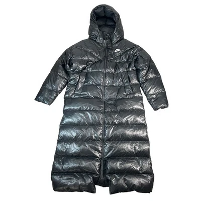 Nike Therma Fit Down Puffer Coat Black Full Length Jacket Womens Medium M - Image 1 of 4