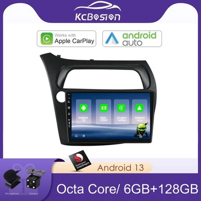  Carplay 6+128G Android 13 autoradio GPS per Honda Civic Hatchback 2006-2011 RDS - Immagine 1 di 4