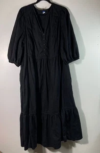 Old Navy Damen-Midikleid mit V-Ausschnitt und 1/2-Knöpfen 3/4-Arm schwarz 3X - Bild 1 von 11