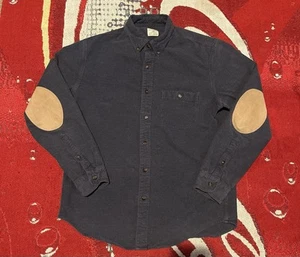 J Crew Work Shirt Mens Medium Long Sleeve Elbow Patch Blue - Picture 1 of 9
