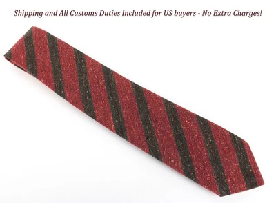 Suitsupply Men's Tie ~ 150X8Cm Red Striped Cotton Silk Mélange Foto 1 de 4