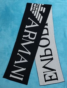 sciarpa Emporio Armani pura lana Vergine nero & grigia morbidissima - Imagen 1 de 4