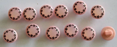 12 x   10mm Pink Shank Plastic Buttons - Image 1 of 2