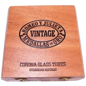 Romeo y Julieta Corona Vintage Glass Tubes Empty Wooden Cig Box 7.25" x 7" x 2.5 - Picture 1 of 6