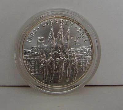 2002 WEST POINT US MILITARY ACADEMY BICENTENNIAL UNCIRCULATED SILVER DOLLAR 2002 - Image 1 of 3