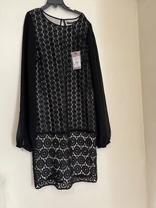 COAST sophette Black geo lace sheer chiffon shift dress size 8 BNWT - Picture 1 of 9