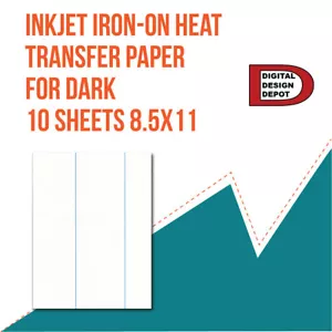 Inkjet Iron-On Heat Transfer Paper for Dark 10 Sheets 8.5x11 Blue Line - Picture 1 of 4
