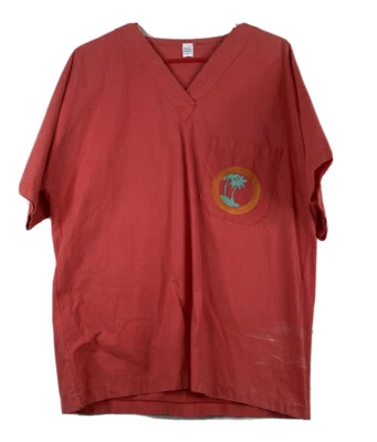 Blusa esfoliante vintage feminina grande coral rosa Beverly Hills dupla face feita nos EUA - Imagem 1 de 4