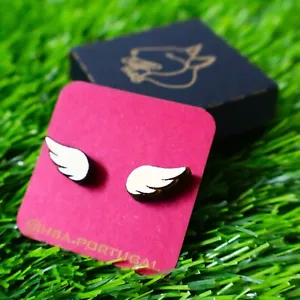 Wooden Wings Earrings, Colorful Gift for her, Valentine's Day, Mother's Day - Picture 1 of 2