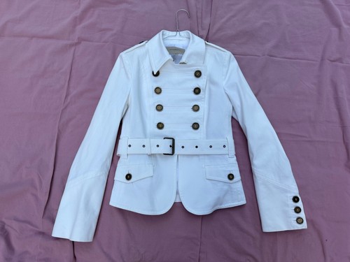 Giacca con bottoni vintage Burberry London denim a vita stile fantino U.S 6 U.K 8