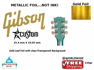 Gibson Custom Guitars Decalcomania Chitarra Foil Headstock Waterslide Restauro 139g - Foto 1 di 1