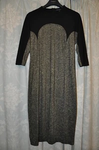 FRENCH CONNECTION dress size 16 black & Gold bodycon winter warmth - Picture 1 of 6