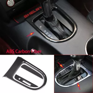 3*Carbon Fiber ABS Center Control Gear Shift Trim Fit For Ford Mustang 2015-2020 - Foto 1 di 4