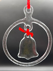 Vintage Kosta Boda Swedish Clear Art Glass Christmas Bell Window Hang Suncatcher