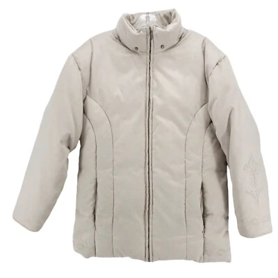 Chaqueta Parka CABELA'S Bordada Plumón de Ganso Microgamuza Beige MEDIANA - ¡SIN CAPUCHA!! Foto 1 de 4