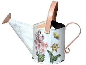 Gießkanne Metall rosa & weiß dekorativ bemalt floral - Bild 1 von 6