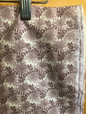Beth Ann Bruske For David Textiles Vintage Fabric Mauve Leaves Pattern 2 Yards - Image 1 of 4