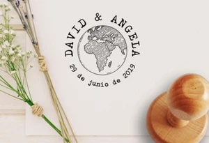 Sello Personalizado Enlace, Sello para Boda Mapa Viaje, Tarjetas, Invitaciones - Bild 1 von 2