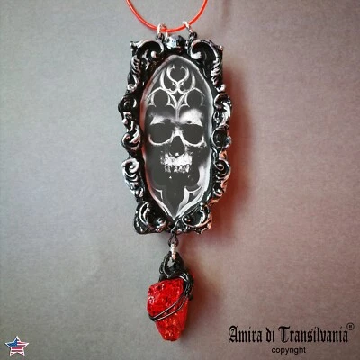 Gothic Cathedral Dark Magic Macabre Necklace Pendant Skull Skeleton Jewelry Goth - Image 1 of 4