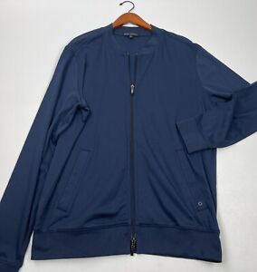 #919 Robert Barakett Pima Cotton Full Zip Baseball Jacket Size L  $145 BLUE 