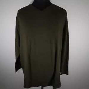 Covington Shirt Mens Large Casual Knit Cotton V-Neck Dark Green Long Sleeve - Picture 1 of 8