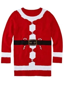 Total Girl Girls Plus Santa Candy Cane Bow Long Sleeve Pullover Sweater Tunic XL - Picture 1 of 1