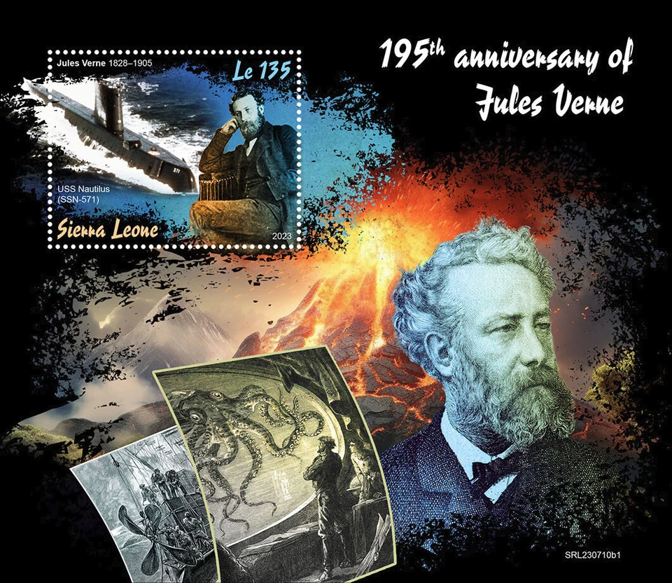 Estampillas MNH 195 aniversario de Julio Verne 2023 Sierra Leona S/S Foto 1 de 1