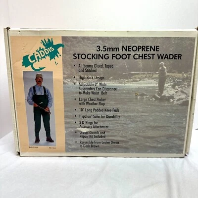 Mens Caddis 3.5mm Neoprene Stocking Foot Chest Waders Sized Medium - Image 1 of 4