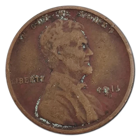 1911-S Lincoln Wheat Cent Penny VF Very Fine Copper Cover