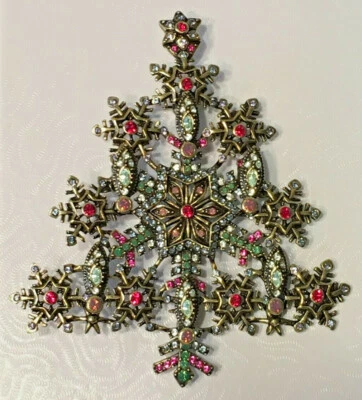 Heidi Daus "Deco the Halls" Crystal Christmas Tree Pin Beautiful!! - Image 1 of 4