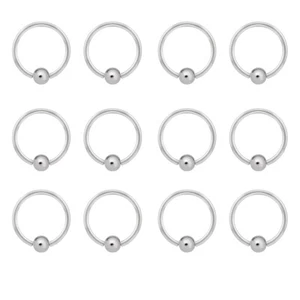 Unverlierbare Perlen Ringe Creolen Augenbraue Bauch Tragus Knorpel Septum 16G-12er Pack - Bild 1 von 1