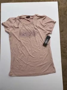 Bebe Logo Women's Tops Tee Shirt Misty Rose Size L. - Picture 1 of 5