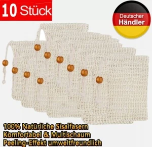 10x Seifenbeutel Seifensäckchen Bio 100% Vegan Sisal Peeling-Schwamm Netz Kordel - Bild 1 von 6