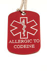 Personalised Medical Star SOS Alert, Allergic to Codeine, Army ID Tag, Engraved