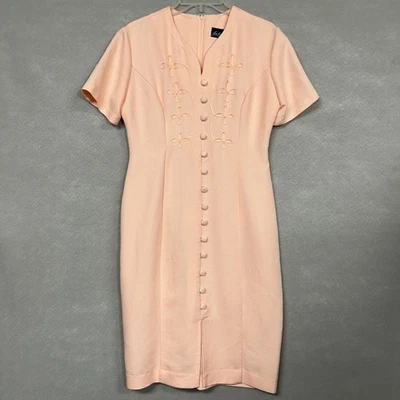 VTG Dress Women's 6 Midi Short Sleeve 90s Button Front Pink Coquette Feminine - Image 1 of 4