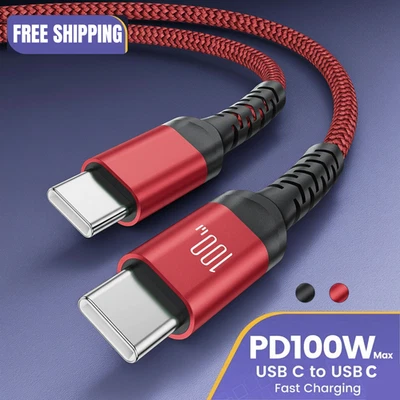 Type C to Type C Cable Braided Fast Charger USB Lead For iPhone 15 16 / Samsung - Image 1 of 4