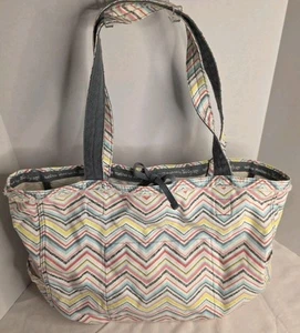 Thirty One Retro Metro Party Punch Chevron Shoulder Tote Bag Gym Beach - Picture 1 of 10