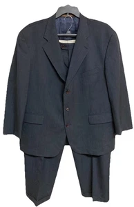 Men's VTG Ralph Lauren 2 Piece Suit Wool Micro Check Gray Measures 50R 42x29 - Picture 1 of 8