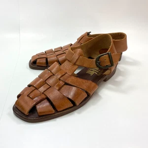 Sandalias planas tejidas de cuero Sand N Sun vintage talla 7 Brasil Boho viaje campesino - Imagen 1 de 9