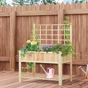 47" x 23" x 64" Wood Elevated Planter Box w/ Spacious Growing Area for Veggies - Picture 1 of 11