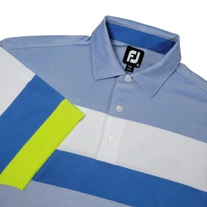 FootJoy Golf Poloshirt Herren M Blau Colorblock Performance Stretch Polyester - Bild 1 von 9