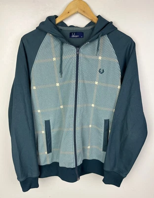 FRED PERRY BOMBER JACKET Size Medium 40" Men's Zip Up Hooded Slim Fit Teal Blue - Image 1 of 4