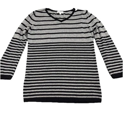 Suéter Negro Gris Rayas Talla S Mangas 3/4 Mezcla Algodón Minimalista Monocromo Foto 1 de 4