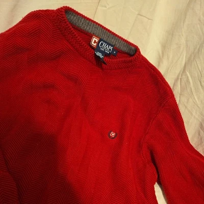 Suéter Chaps Ralph Lauren Mediano Rojo Algodón Tejido con Cable Pullover Vintage, Rojo Navidad Foto 1 de 4