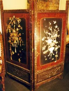 ASIA SCREEN SPANISH WALL SPLITTER ANTIQUE ASIA CHINA JAPAN ANTIQUE SCREEN - Picture 1 of 6
